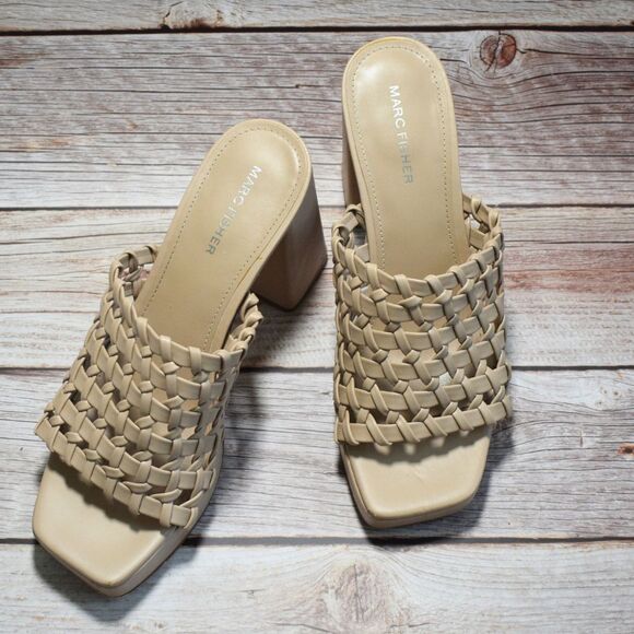 MARC FISCHER Women' s Gervasi Faux Leather Square Toe Platform Sandals Size 10M - Picture 4 of 7